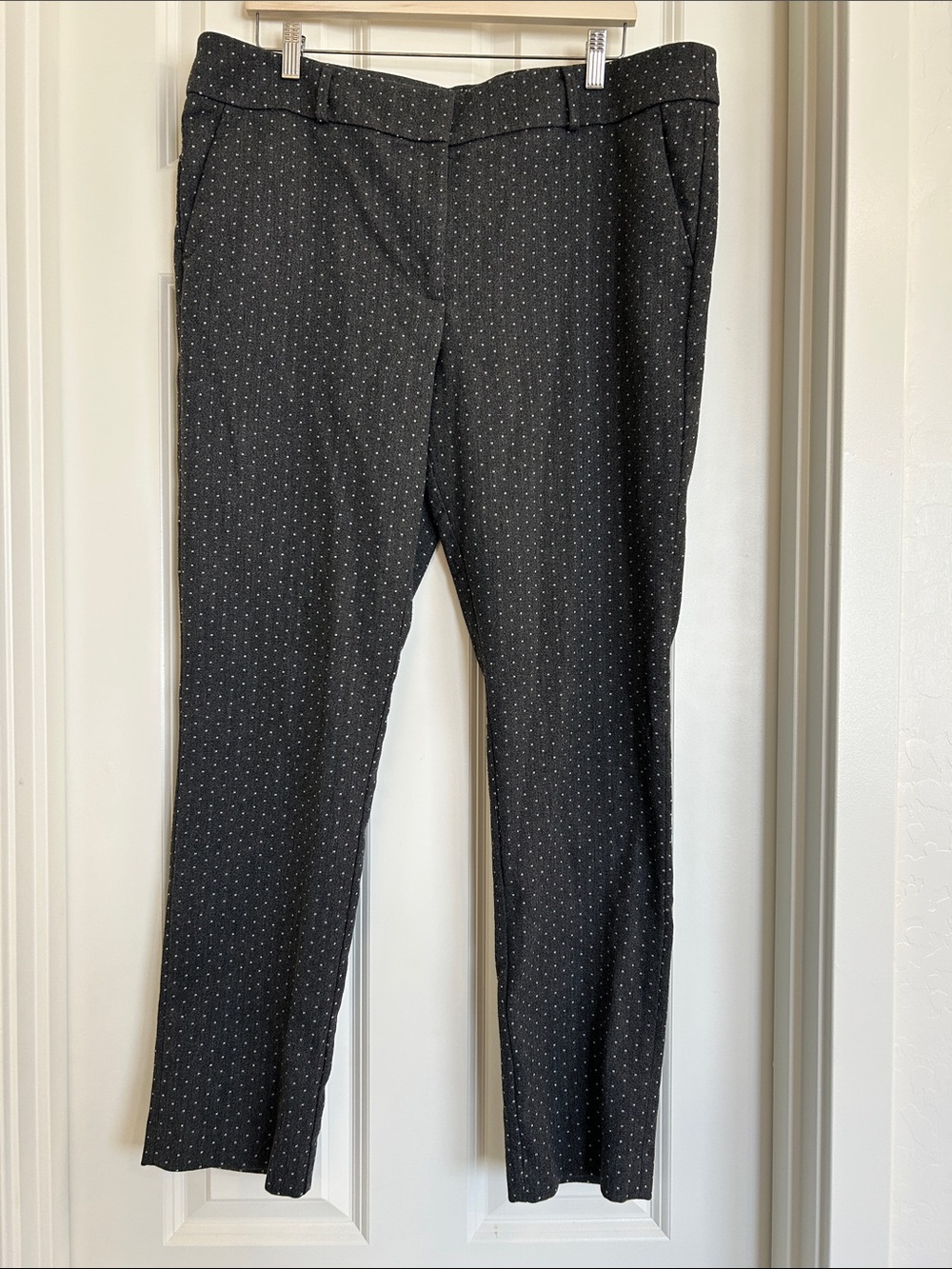 LOFT 16TALL Gray Polka Dot Marisa Skinny Dress Pants Workwear Business Casual